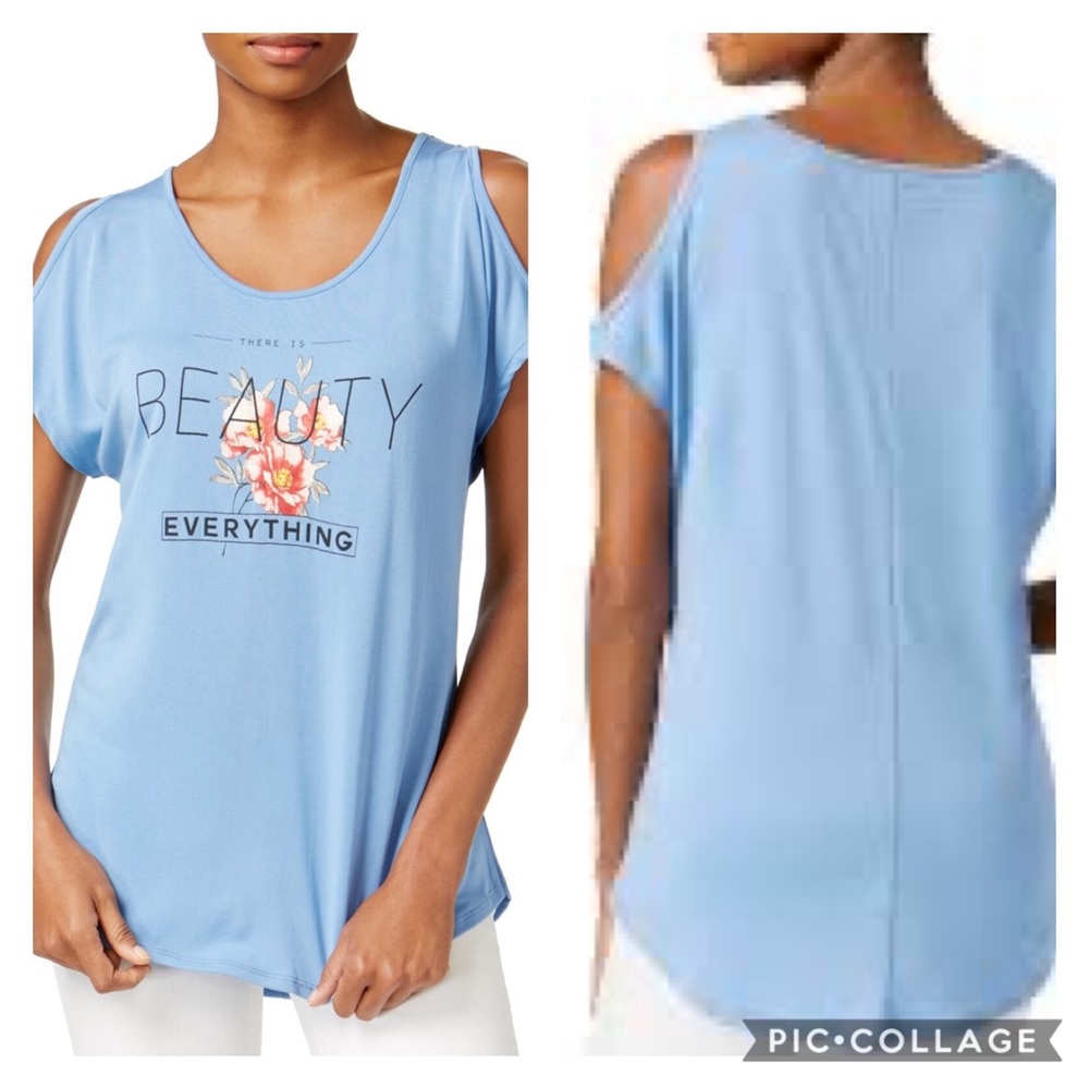 Jamie & Layla Cold Shoulder Graphic T-Shirt M NWT